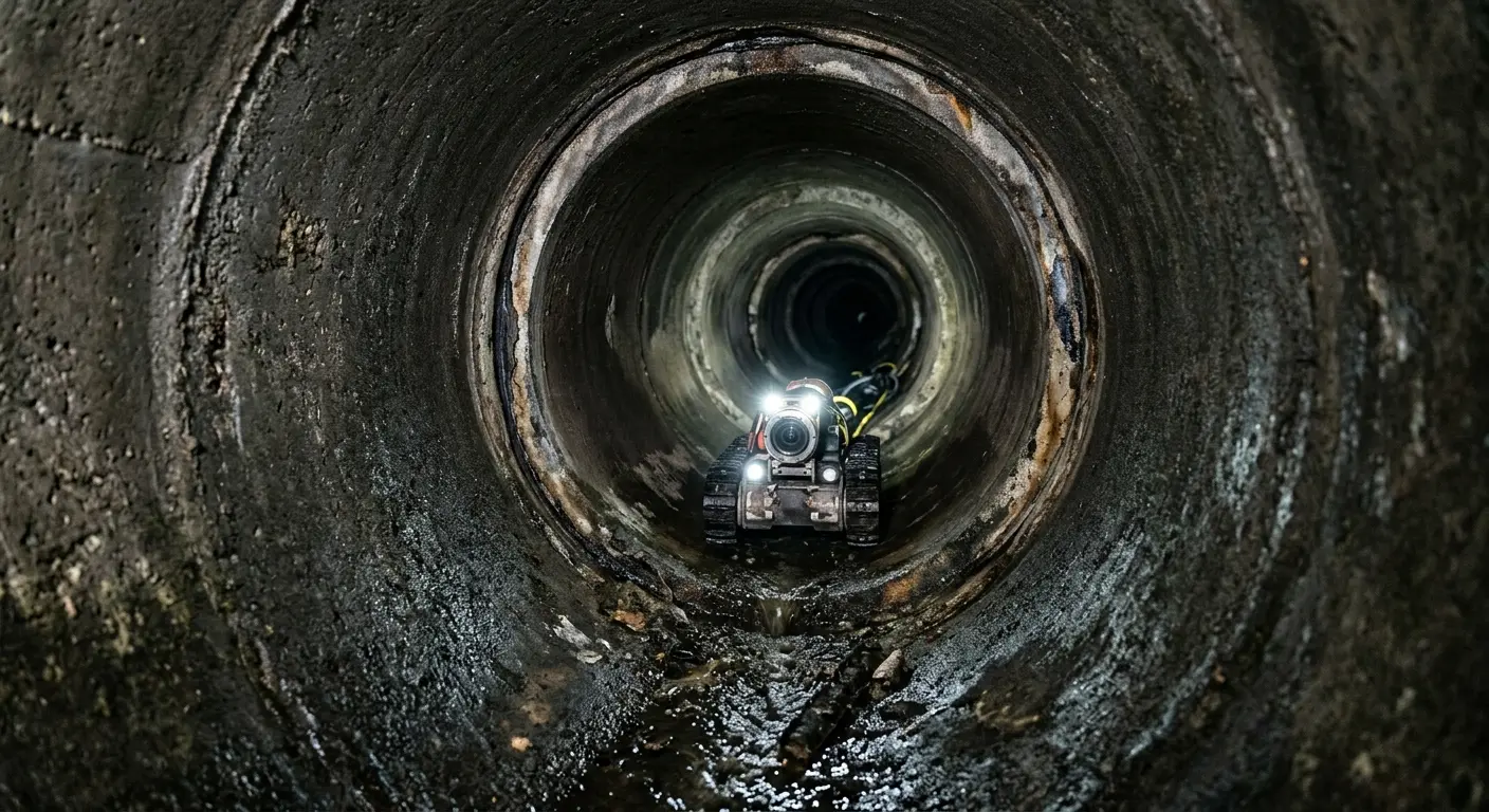 Robotic sewer camera inspecting pipe interior for Sewer Line Cleaning in Upper Saucon